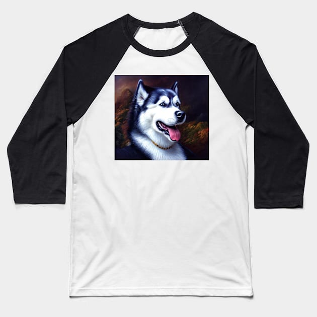 Husky The Dog Baseball T-Shirt by Fantasyscape